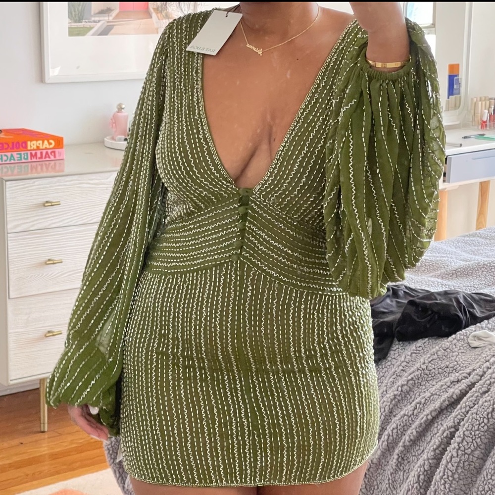 Green Mini Rat & Boa Dress